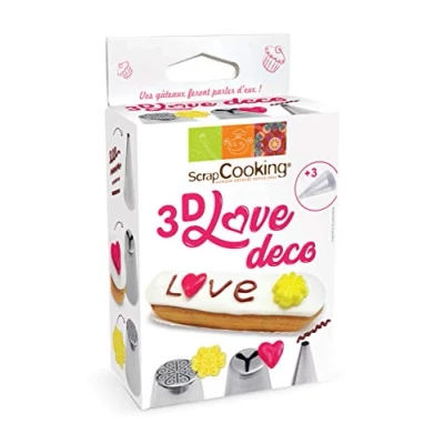 Afbeelding van Scrapcooking Spuitmondjes Spuitzakken 3D Liefde Decoratie Set/6