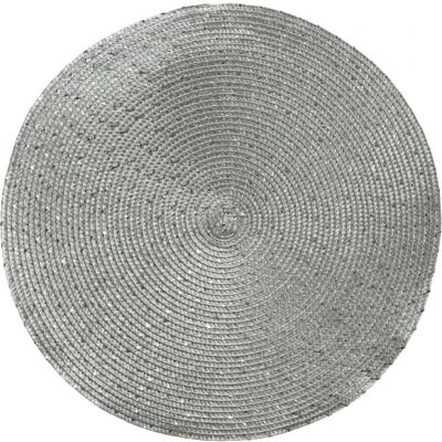 Afbeelding van Decoris 1x stuks ronde placemats zilver 38 cm van kunststof Tafeldecoratie/kerstversiering onderleggers