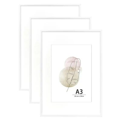 Afbeelding van A3 fotolijst wit voor wandmontage, 29,7 x 42 cm, 3 stuks