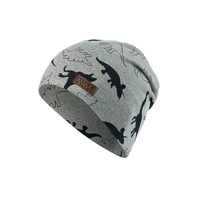 Afbeelding van Sterntaler Slouch beanie Dino2 babymuts voor jongens, zilver.