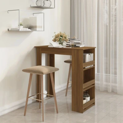 Afbeelding van Bartafel Met Opbergrek 102X50X103,5Cm Spaanplaat Gerookt Eiken 1 / Bruineiken