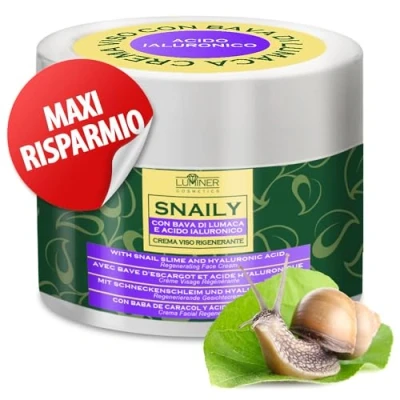 Afbeelding van LUMINER® anti rimpel gezichtscrème 150 ml met 70% slakkenslijm en 100% zuiver hyaluronzuur, gemaakt in Italië, natuurlijke formule vlekken aging werking vitamine C