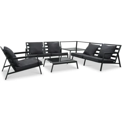Afbeelding van 5 delige Loungeset met kussens aluminium donkergrijs