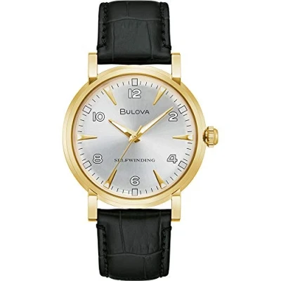 Afbeelding van Bulova American Clipper horloge heren Bruin diameter 39 mm goud gecoat roestvrij staal