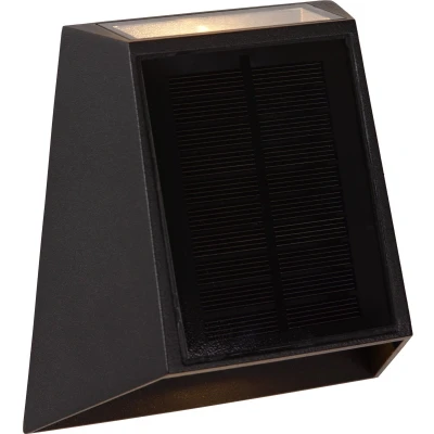 Afbeelding van Lucide LUTON Wandlamp Zonne energie LED Dimb. 1x1W 2850K/3150K IP54 Dag/nacht sensor Zwart