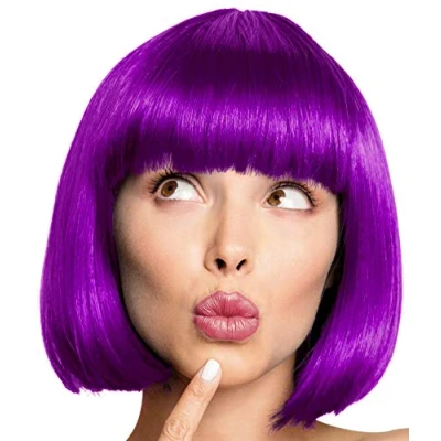 Afbeelding van Balinco Classic bob pruik met pony, cabaretpruik, voor jongens, bob, kort haar, carnaval en motto feestjes 13 kleuren