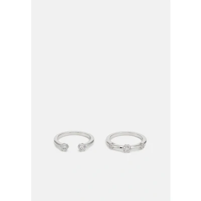 Afbeelding van Swarovski Constella ring, set (2), rond gesneden, wit, Rhodium geplateerd, plated, zirkonia, Zirkonia