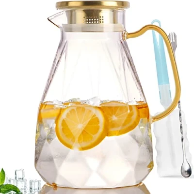 Afbeelding van Yirilan 2,2 liter 74 ounce karaf, glazen kan, karaf met deksel, waterkan, kan