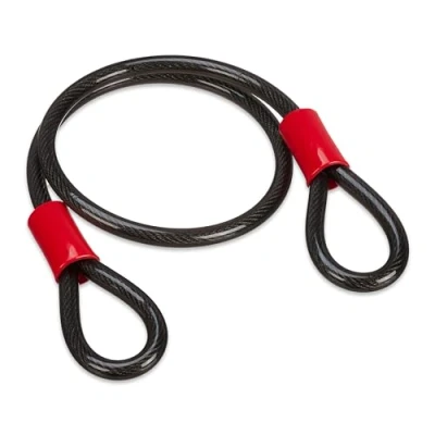 Afbeelding van Relaxdays Luskabel 1 m, ommantelde staalkabel met oogjes, Ø 12 mm, beveiliging voor fiets, motorfiets, tuinmeubelen, zwart