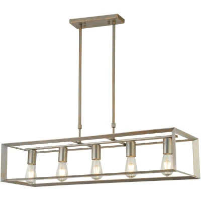 Afbeelding van Searchlight Heaton Hanglamp 90 X 28 75 Cm Geborsteld Zilver En Goud