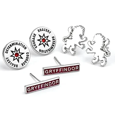 Afbeelding van Harry Potter Gryffindor Oorbellen, 3 stuks, medium, Zink, Zonder edelsteen, edelsteen