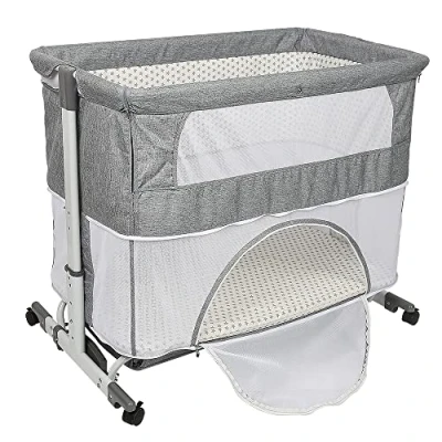 Afbeelding van LANTUS Cododo wieg met matras en muggennet, 2 in 1, babybed voor baby&#039;s van 1 tot 36 maanden, opvouwbaar babybed, beweegbaar, logeerbed (113 x 66 84 cm (grijs)