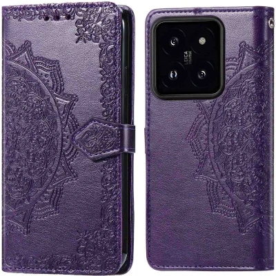 Afbeelding van imoshion Hoesje Geschikt voor Xiaomi 14T Pro Met Pasjeshouder Mandala Bookcase Paars
