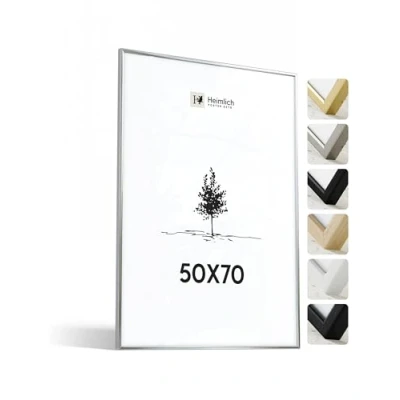 Afbeelding van Heimlich® Fotolijst 50 x 70 cm, aluminium metaal, zilver Grote DIY collage frame met kunststof vel cover alleen wandmontage display