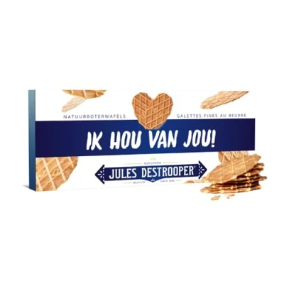 Afbeelding van Jules Destrooper Natuurboterwafels koekjes in geschenkdoos &quot;Ik hou van jou!&quot; 100g