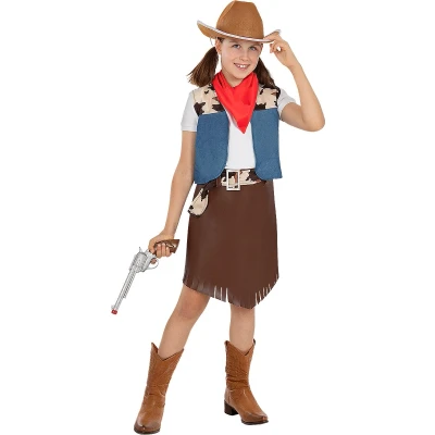 Afbeelding van Funidelia Cowgirlkostuum voor meisjes Cowboys, Indianen, Western Kostuum kinderen Accessoire verkleedkleding en rekwisieten Halloween, carnaval &amp; feesten Maat 97 104 cm Bruin