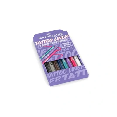 Afbeelding van Maybelline New York Set met gelpotlood Tattoo effect Waterproof &amp; 36 uur houdbaar Liner 8 tinten