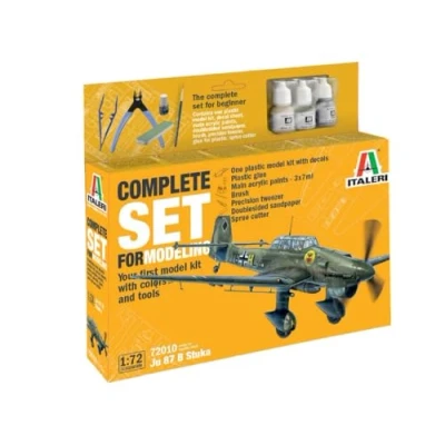 Afbeelding van 1:72 Italeri 72010 Junker Ju 87B Stuka Plane Complete Set Starter Kit Plastic Modelbouwpakket