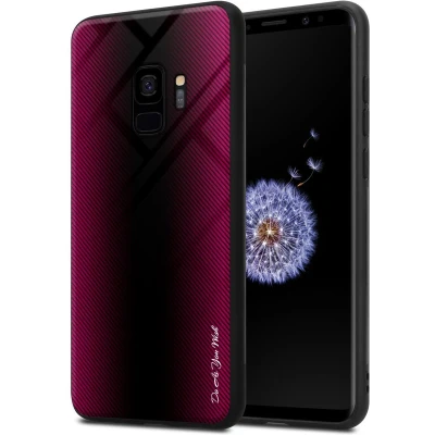 Afbeelding van Cadorabo Hoesje geschikt voor Samsung Galaxy S9 in PAARS ROZE Beschermhoes gemaakt van TPU silicone Case Cover en achterkant gehard glas