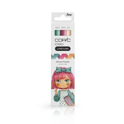 Afbeelding van Copic Ciao Layer &amp; Mix Pen Set van 3 vibrerende pallet markers, kunst, handwerk, kleuren, grafisch, markeerstift, design, manga anime