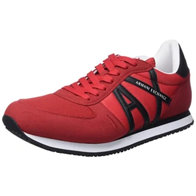 Afbeelding van Armani Exchange Sneakers laag, Heren, Maat: 43, Red/black Imitatieleer/ textiel
