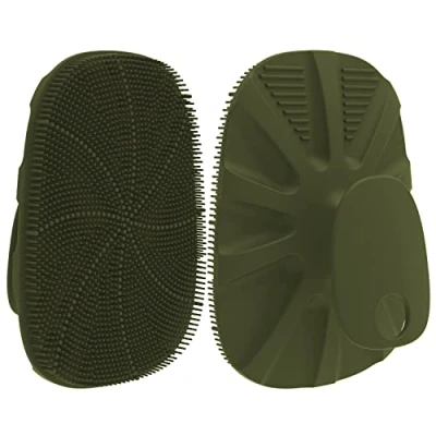 Afbeelding van HieerBus Siliconen badborstel voor het voeden, reinigen en exfoliëren van vrouwen mannen antislip handgreep, goed schuim, duurzaam gemakkelijk te reinigen, hygiënischer, 1 stuk, rood