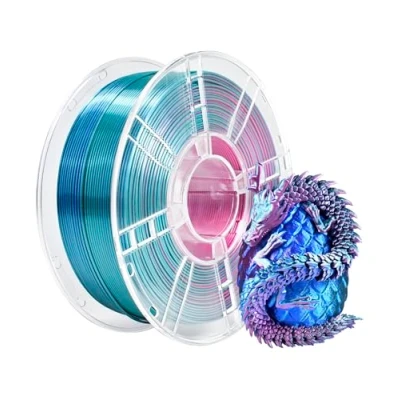 Afbeelding van iBOSS PLA + driekleurig zijde filament 1,75 mm voor 3D printer Plus +/ 0,02 1 kg/spoel, hoogglans afwerking, rood, blauw en cyaan