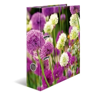 Afbeelding van Herma 19558 ordner, A4, bloemen, paars, sensatie, 7 cm breed, van robuust karton, voor buiten en binnen, ringmotief, bureaumap
