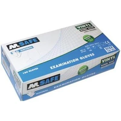 Afbeelding van m safe 4060 disposable vinyl handschoen naturel, middle