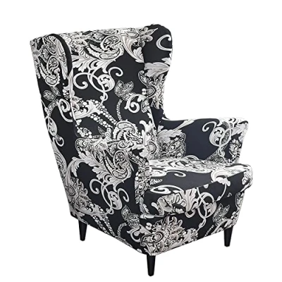 Afbeelding van CHNSHOME Hoes voor oorfauteuil, rekbaar, overtrek 2 stuks, beschermhoes, bedrukte oorfauteuil
