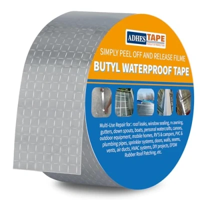 Afbeelding van ADHES Butylafdichtingstape, aluminiumfolie, waterdicht, plakband, plat dak, 5 cm x m, zilver