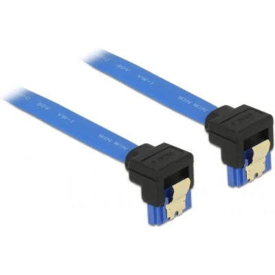 Afbeelding van SATA datakabel haaks naar beneden / plat SATA600 6 Gbit/s blauw 0,10 meter