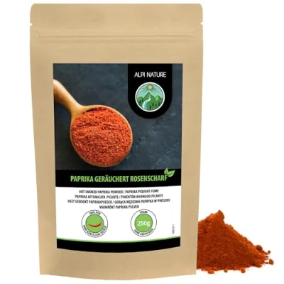 Afbeelding van Pikante gerookte paprika (250 g), sterke gemalen uit Spanje, gerookt paprikapoeder in hersluitbare verpakking