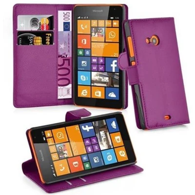 Afbeelding van Cadorabo Hoesje geschikt voor Nokia Lumia 535 in MANGAAN PAARS Beschermhoes met magnetische sluiting, standfunctie en kaartvakje Book Case Cover Etui