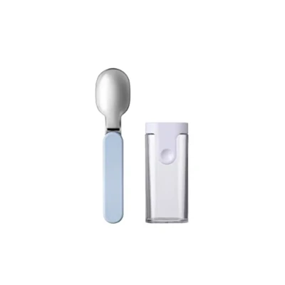 Image de Mepal Cuillère Pliante Ellipse Réutilisable à Emporter Pliable pour Pot de Yaourt Couverts Voyage Etui Rangement Inclus Acier Inoxydable Nordic blue