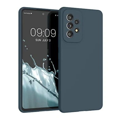 Afbeelding van kwmobile telefoonhoesje geschikt voor Samsung Galaxy A53 5G Hoesje met siliconen coating Smartphone case in leisteen