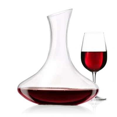 Image de Alpina Carafe à décanter en verre, de qualité supérieure, vin, 1,78 l, au design dynamique, 20 x 24 cm, avec bec verseur biseauté, pour une aération optimale du vin rouge
