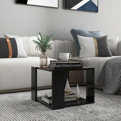 Afbeelding van Salontafel 40x40x30 cm bewerkt hout zwart