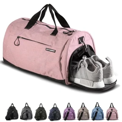 Afbeelding van Fitgriff® Sporttas voor dames en heren V1 reistas met vakken schoenen nat, sportschool, fitness, weekend duffeltas, Snoep Roze