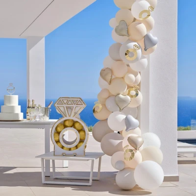 Image de Kit arche de ballons Blanc, Ivoire, Gris, Taupe 70 &amp; 5 anneaux