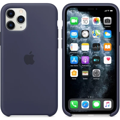 Afbeelding van Apple origineel silicone case iPhone 11 Pro Midnight Blue MWYJ2ZM/A