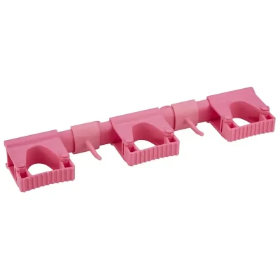 Afbeelding van Vikan Suspension Systems Hygiene Hi Flex Hanging System with 3 Rubber Band Clamps and 2 Hooks Pink 420mm