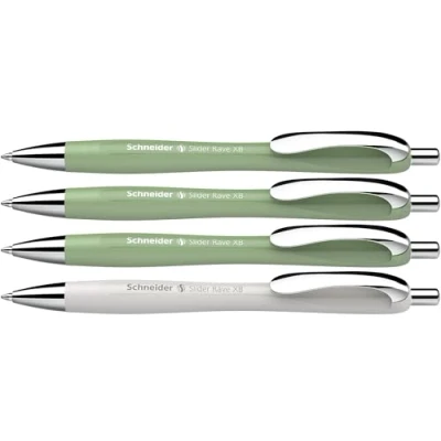 Afbeelding van Schneider Slider Rave XB 132664 balpen (speciale gelimiteerde editie, 3 biologisch groen, 1 zilvergrijs, gemaakt in Duitsland) inktkleur: blauw