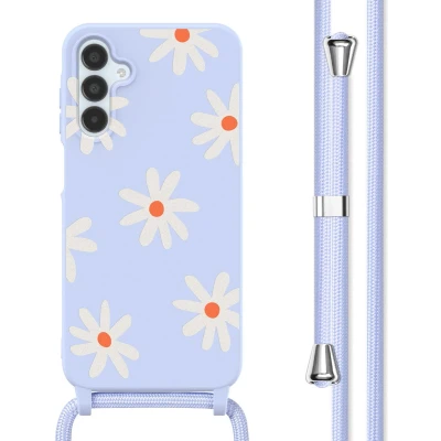 Afbeelding van imoshion hoesje Geschikt voor Samsung Galaxy A15 (5G) / (4G) met koord Siliconen design Meerkleurig Lila Flower Distance