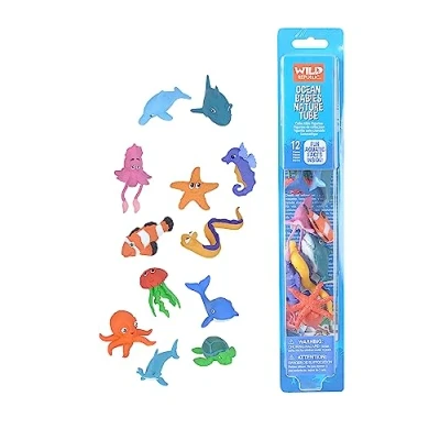 Afbeelding van Zeedieren/oceaan babydieren speelgoed 12 delig Plastic kleine speelfiguren voor kinderen