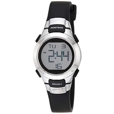 Afbeelding van Armitron 45/7012 Digitaal chronograaf sporthorloge met harsband voor dames, Wit/Goud, Riem