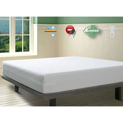 Afbeelding van Savel matrashoes, 90 x 190/200 cm, anti mijt, waterdicht en ademend, Oeko Tex gecertificeerd, hoeslaken met ritssluiting