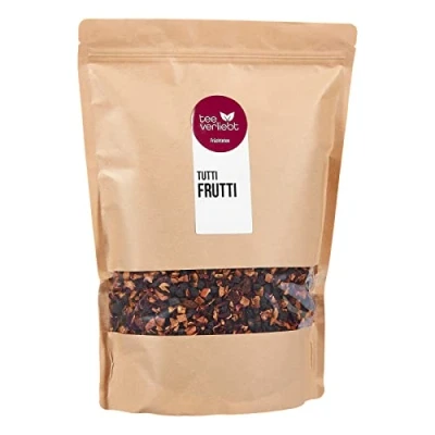 Afbeelding van FRUTEG Tutti i Frutti fruitthee losse 1000 g heerlijke samenstelling theemengsel met bessen en abrikozensmaak hoogwaardige thee 1 kg