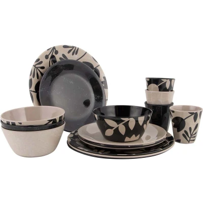 Afbeelding van Bo Camp Servies Mix &amp; Match 16 Stuks Beige/Zwart