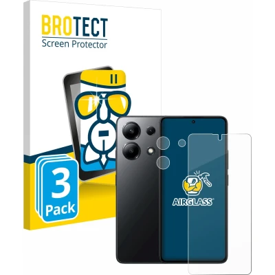 Afbeelding van BROTECT Screenprotector voor Xiaomi Redmi Note 13 4G (Voor+Camera) Folie Beschermfolie Beschermglas transparant (3 Stuks)